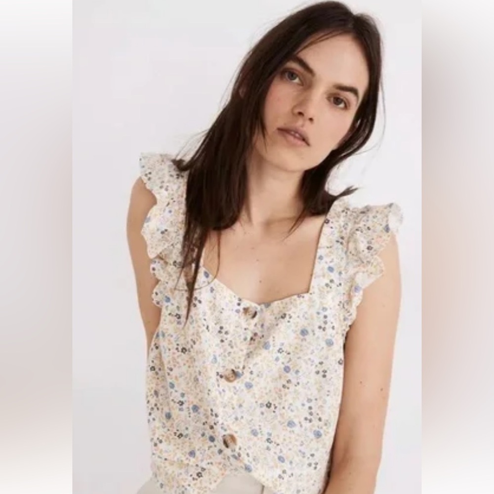 Madewell Linen Floral Top